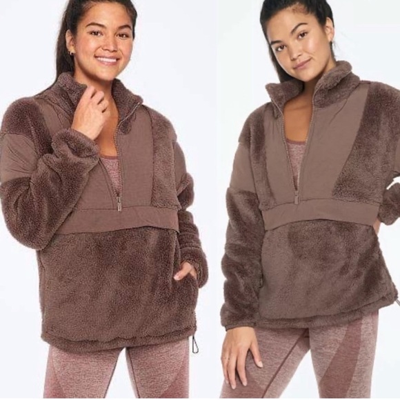 Pink Victoria's Secret OVERSIZED TEDDY HALF-ZIP - Picture 1 of 1